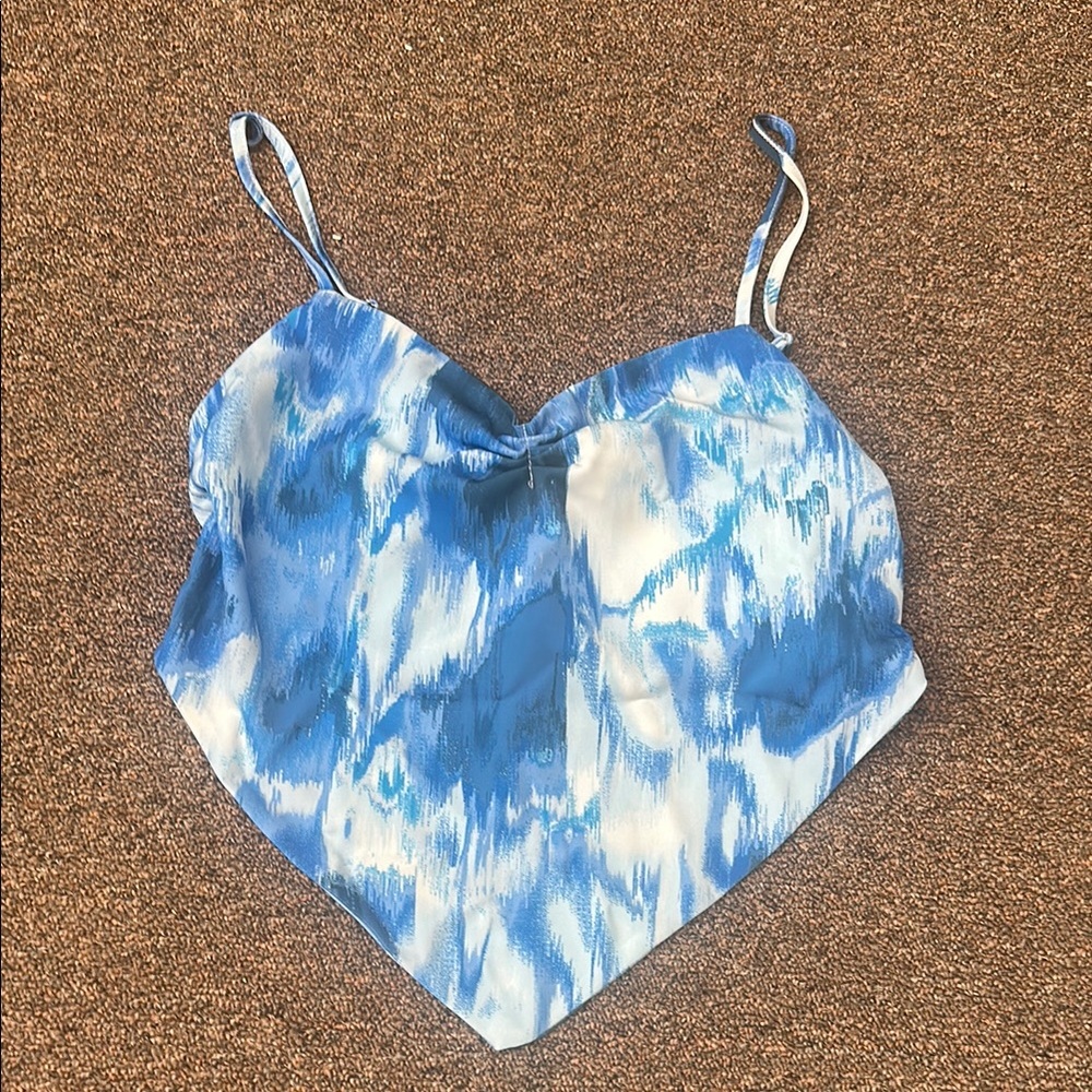 Forever 21 Blue and White Smocked Top